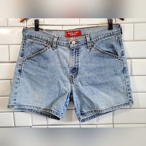 LEVIS NOUVEU JEANS STRETCH Mid Rise Denim Shorts Light Blue Wash Size 10   wais